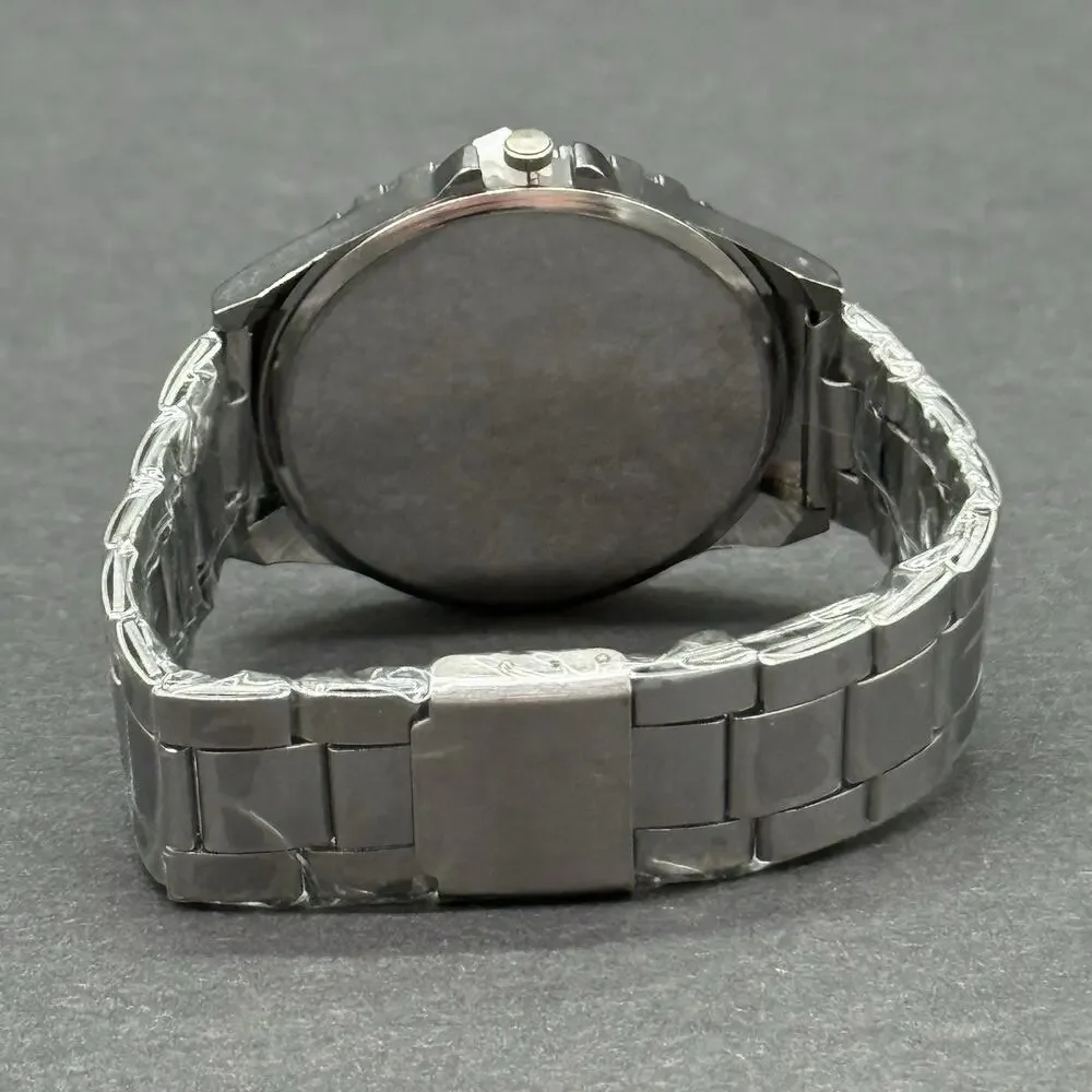 Unbranded Men's Sport Quartz Watch Black Dial Silver Stainless Steel Band Date